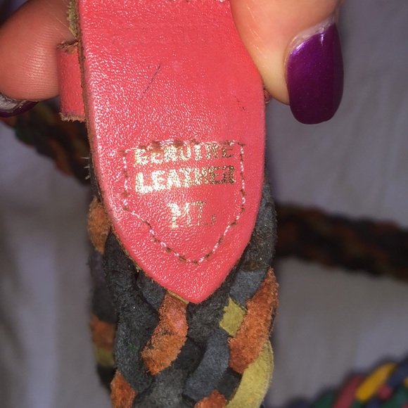 Vintage rainbow leather braided belt - Picture 5 of 5